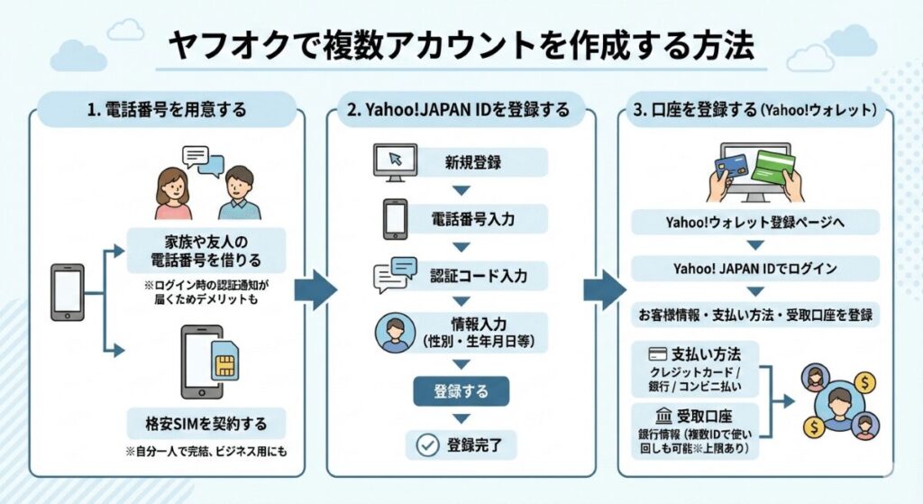 ヤフオクで複数アカウントを作成する方法