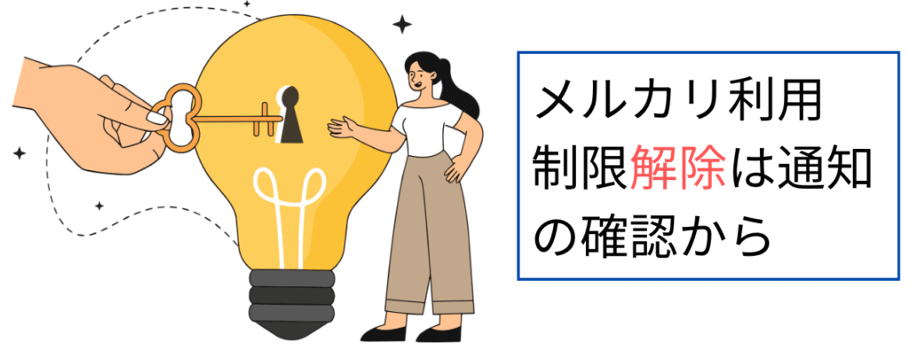 メルカリ利用制限解除は通知の確認から