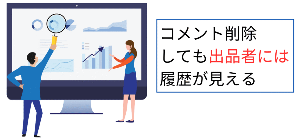 コメント削除しても出品者には履歴が見える