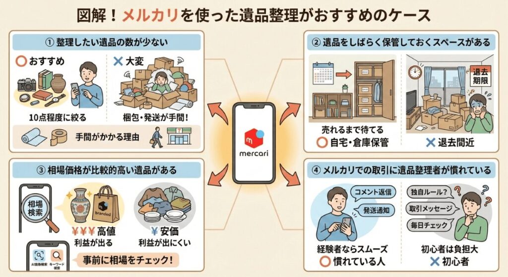 メルカリを使った遺品整理がおすすめのケース