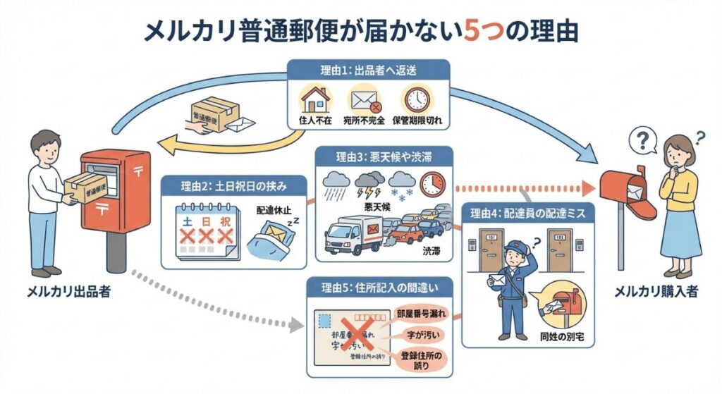 メルカリ普通郵便が届かない5つの理由