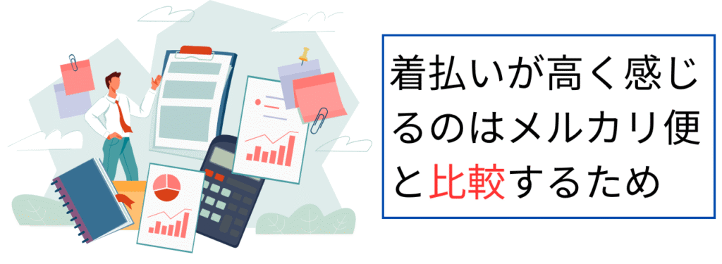 着払いが高く感じるのはメルカリ便と比較するため