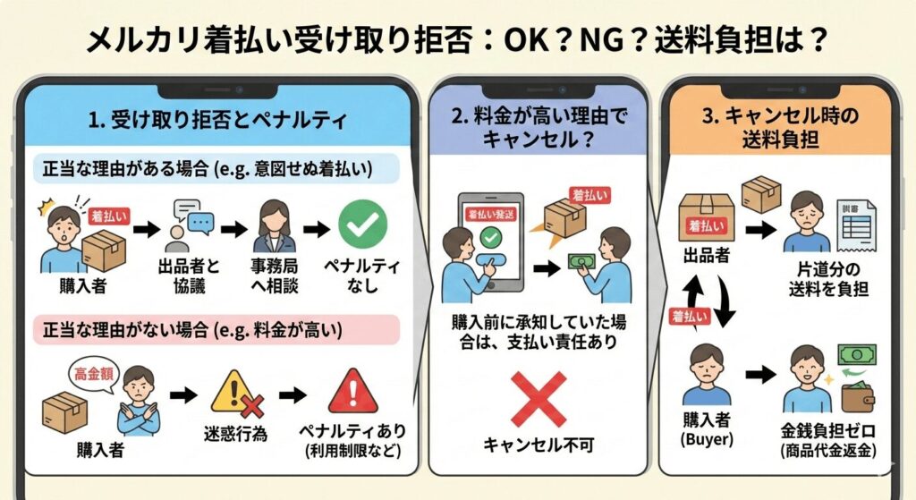 メルカリ着払い受け取り拒否可能?